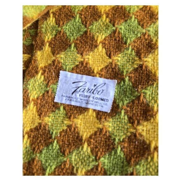 Vintage 1960's Farbio Woven Checkered Throw Blanket - Picture 4 of 8